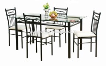 5 pieces dining set glass table metal leg simple family used type chairs table