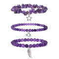 New Arrival 3Pcs a Set Gemstone Round beads Stretch Bracelet Natural Stone Chips Bracelets