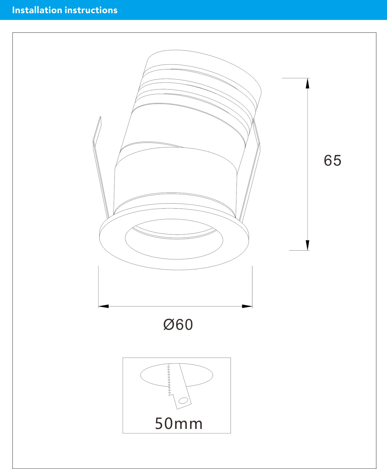 7W Recessed Led Round Cabinet Spotlight Size