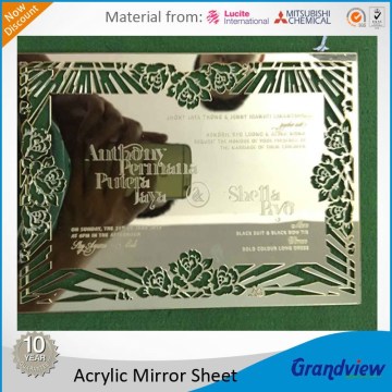 laser cutting and engraved customized shaped mirror plastic board