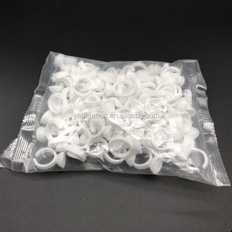 200pcs Plastic Tattoo Ink Ring for Eyebrow Permanent Makeup All Sizes white Tattoo Pigments Ink Holder Rings Container/Cup