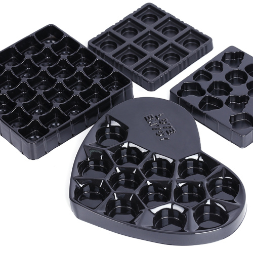 Custom PS Food grade plastic gold and black tray packed for delicious chocolate