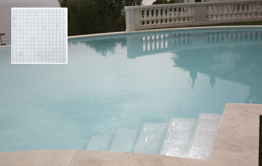 Rainbow White Glass Mosaic Swimming Pool Tile Design