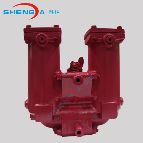 Casting type duplex inline oil filter housing set