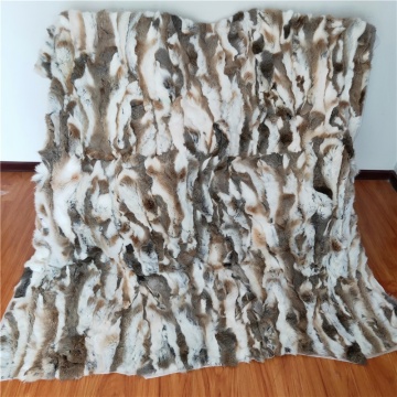custom size handmade patchwork natural real rabbit fur throw blanket