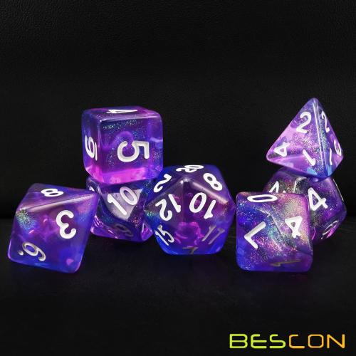 Bescon  New Moonstone Dice Orchid, Polyhedral Dice Set of 7