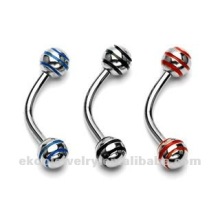 Body Jewelry Epoxy Stripe Ball Eyebrow Ring Surgical Steel Eyebrow Ring