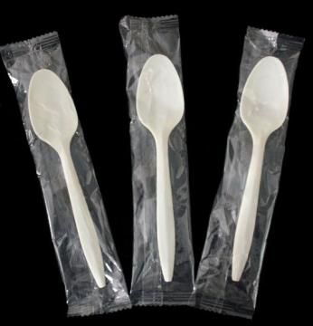 Disposable Biodegradable Plastic Spoon - Individually Wrapped Cutlery