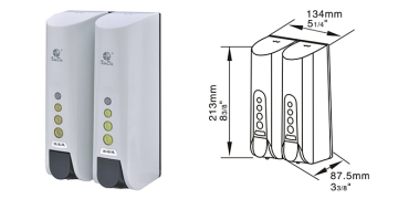 Two in one soap dispenser with display hole