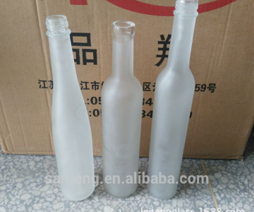 Frosted glass wine bottle
