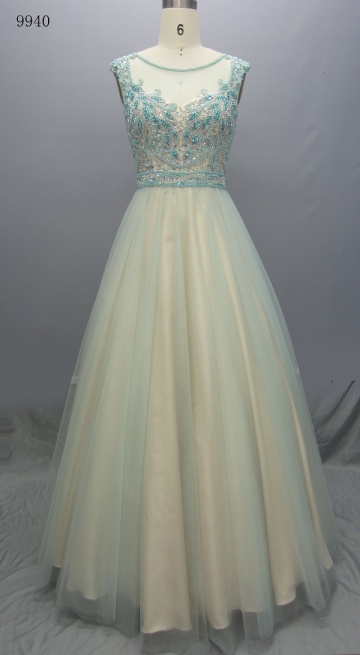 Long Beaded Formal Ball Gown Prom Dresses