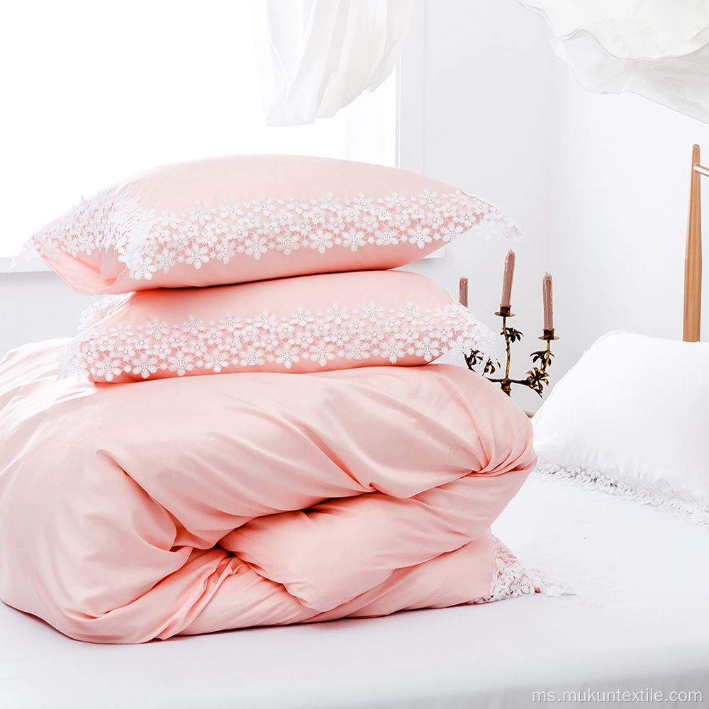 100% Kapas Bedding Set Perkahwinan Lace Comforter Set