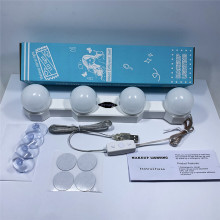 Bathroom Vanity Light: 4 LED Bulbs with Suction Cups and Free Punching