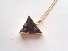 Agate necklace,Amethyst Triangle Druzy Necklace, Triangle Necklace ,Semi-precious stone Necklace,