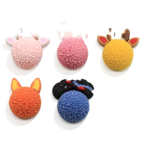 Kawaii simulación Pompon Candy Animal Head Flatback Resina Miniaturas para hacer joyas Accesorio de pinzas para el cabello