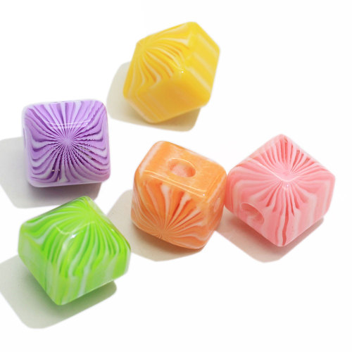 Decorative Cube Square Shaped Colorful Resin Beads Kawaii Cabochon For Handmade Craft Beads Charms Kids Bracelets Spacer