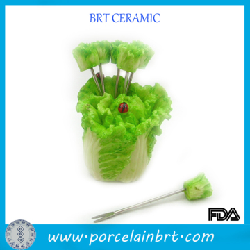 Ceramic kitchen cabbage fruit fork creative gift