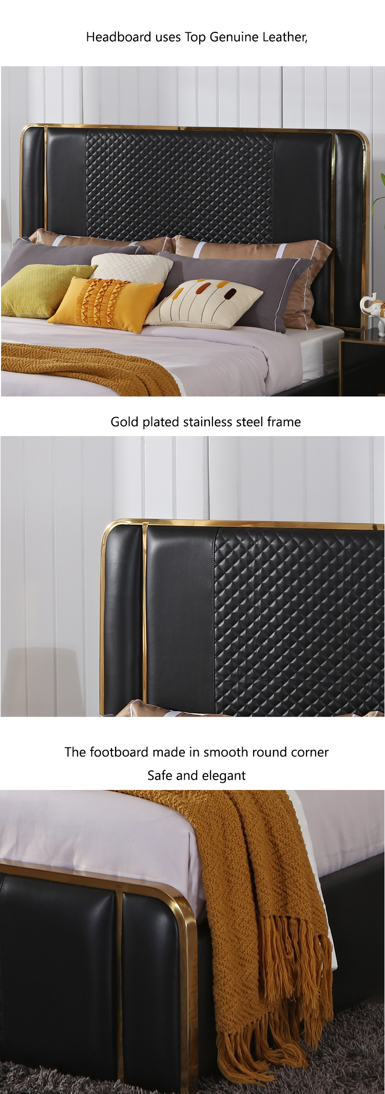 Luxury high quality full size bed frame with headboard Wholesale Manufacturers