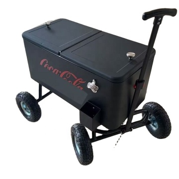 Wheeled Push Cart Ice Chest Cooler