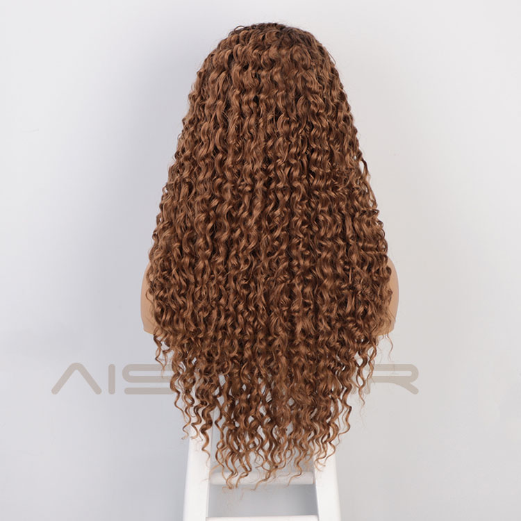Aisi Hair 24 Inch Long Wavy Ombre Brown Wig Afro Kinky Curly Swiss Lace Wig Curly Wave Lace Frontal Hair Wigs For Black Women