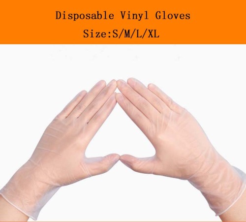 gants de vinyle jetables à usage unique clair en PVC clair