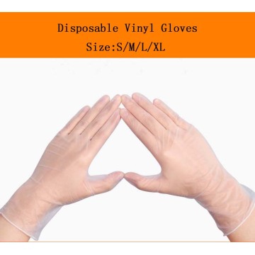 gants de vinyle jetables à usage unique clair en PVC clair