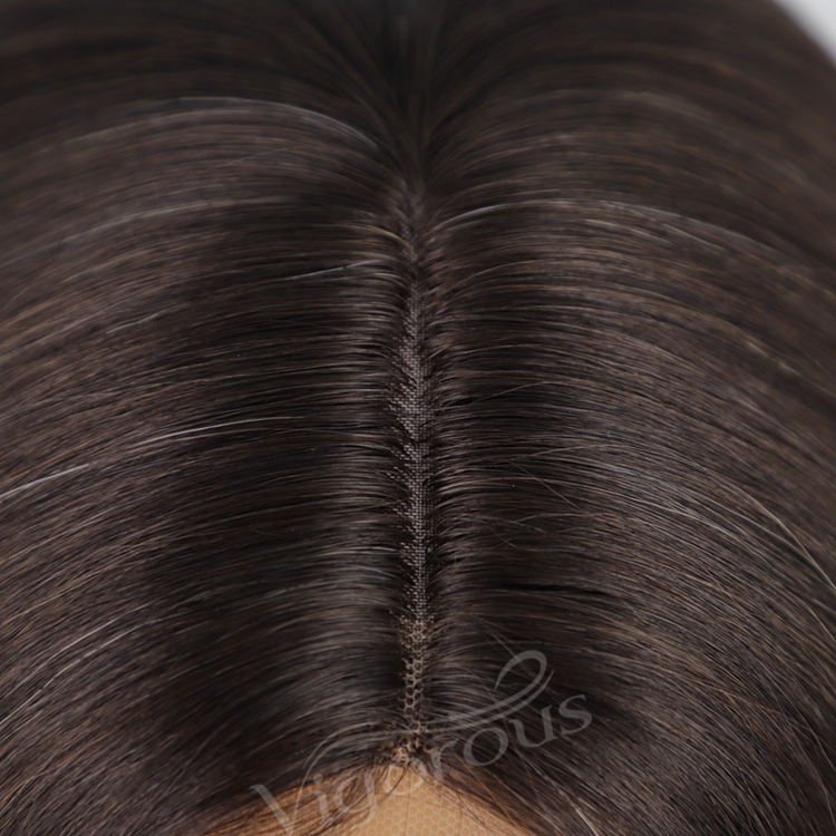 Top Quality Cheap Wholesale Vendor Heat Resistant Synthetic Fiber Lace Hair Wig Ombre Brown Dark Root Curly Long Body Wavy Women
