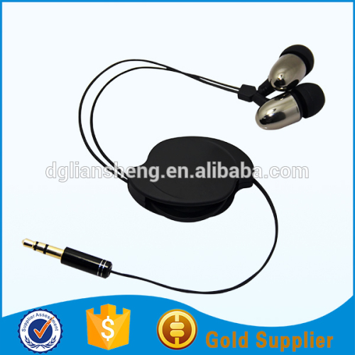 Hot Selling 3.5 mm In Ear Retractable Earphone, promotional custom retractable mobile phone earphone with oem logo