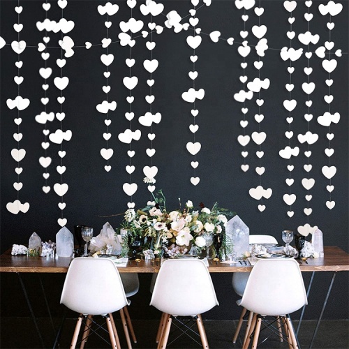 White Heart Hanging Garland Metallic Paper Banner