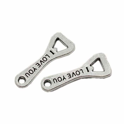 Metallic Flesopener brief I Love You Legering Charms voor DIY Craft Ornament Hangers Sieraden Maken: