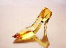 Yellow sweet crystal high heel glass shoes for sale