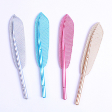 High Quality Wholesale Plastic Red Pink Goose Feather Quill Ball Pen