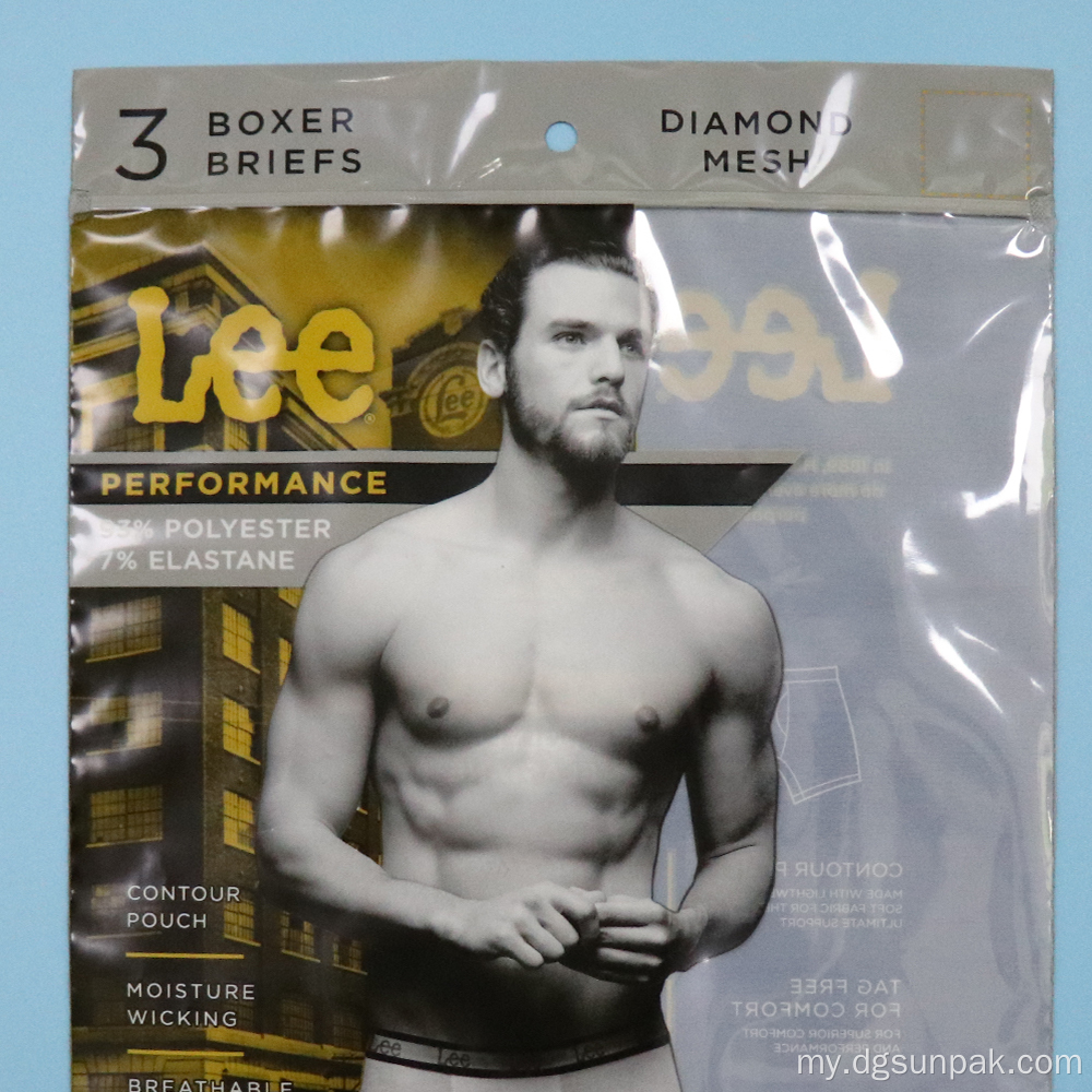 ခြေအိတ် pantie underwear အထည်ချုပ်အဝတ်အစားကြော် zipper ထုပ်ပိုးအိတ်များ