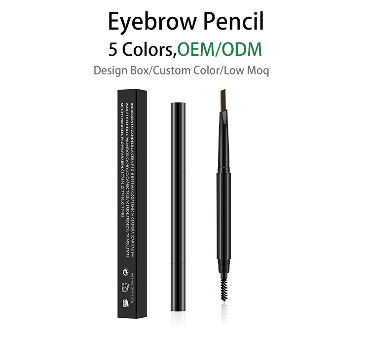 5 color double headed eyebrow pencil Rotating eyebrow pencil Long lasting waterproof vegan private label eye cosmetic