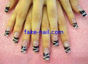 French Manicure Leopard Print Fake Nails Beautiful Abs For Ladies