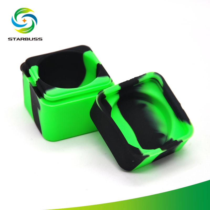 Square Silicone herb container lego shape Pill box Wax Oil Jar Storage case Smoking accessories