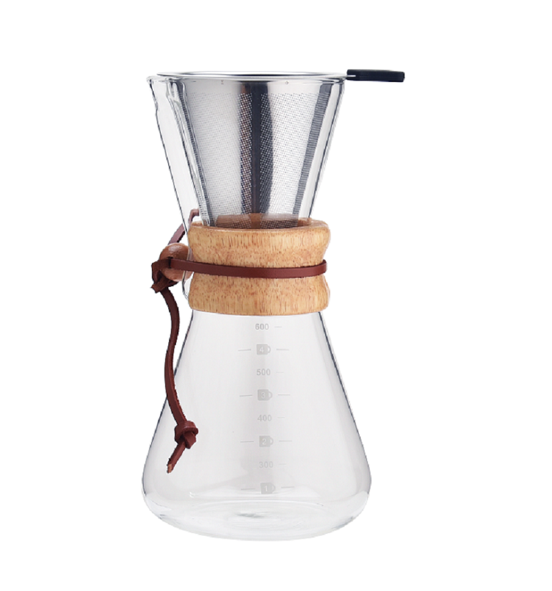 Macchina da caffè pour over con custodia in bambù 600 ml