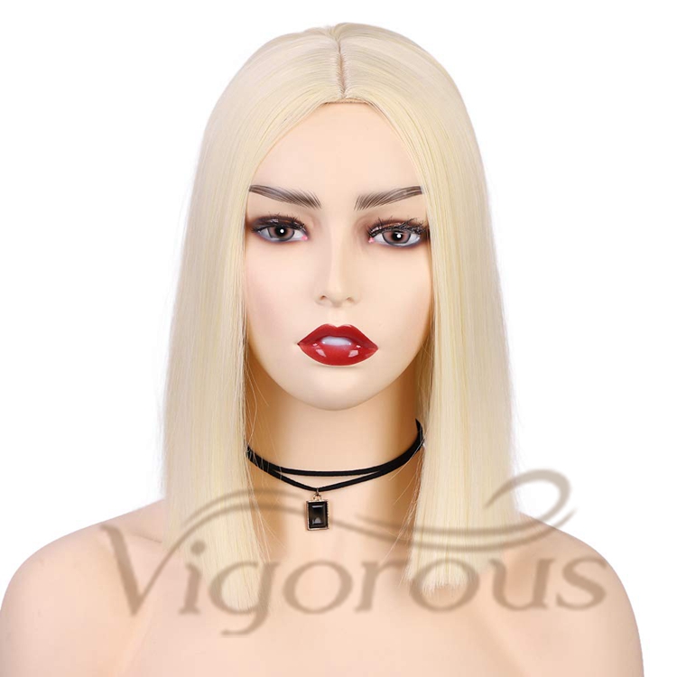 Vigorous Cheap Price Shoulder Length Silky Straight Middle Part Machine Made Cosplay Bob For Black Women Synthetic Hair Wigs