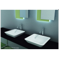 Counter top wash basin WB005 of solid surface-matte white-585x340x120mm