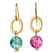 Glamour Gold Drop Earrings with Large Resin Ball