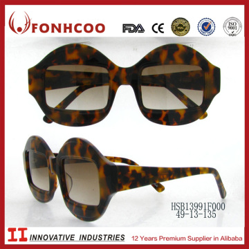 FONHCOO Factory Cellulose Customized Fashion Leopard Frame Square Acetate Sunglass Glass.