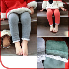 Free shipping HG20 winter warm baby children lace plus thick velvet leggings