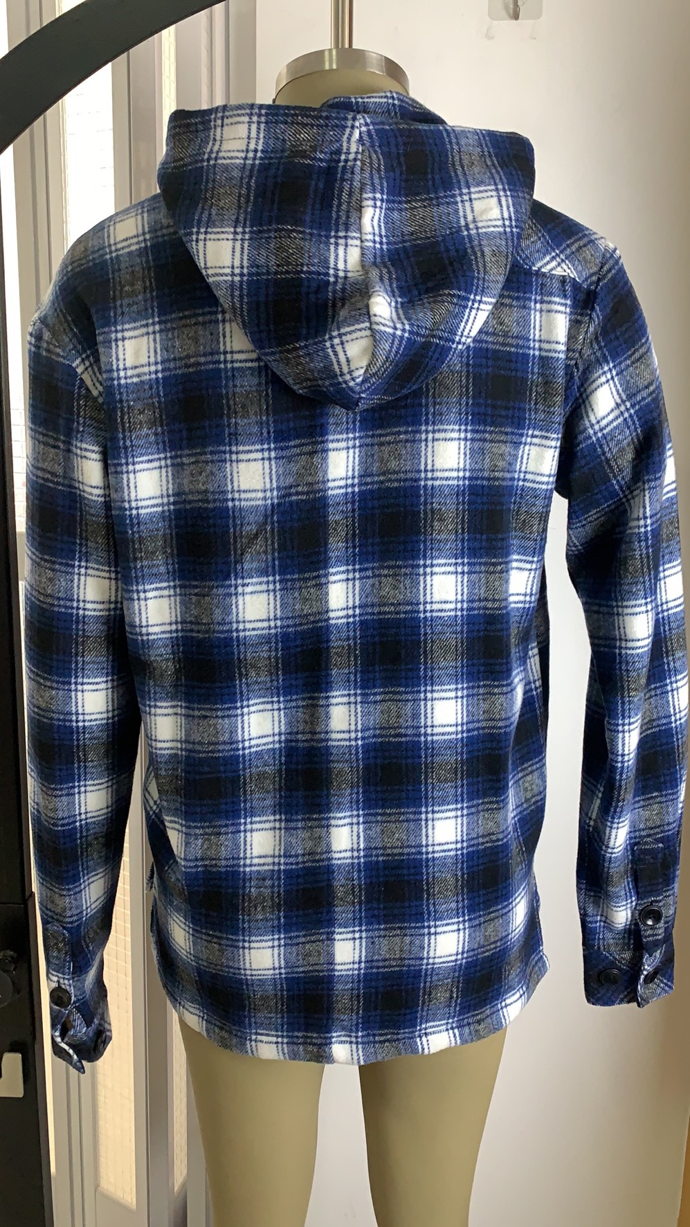 10% Wool 90% Polyester Flannel Hoody Shirt