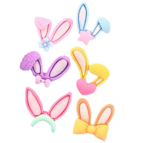 Hottest Resin Rabbit Ear Charms Beads Kawaii Long Animal Ears Diy Crafts Ornament Accessory Slime Filler