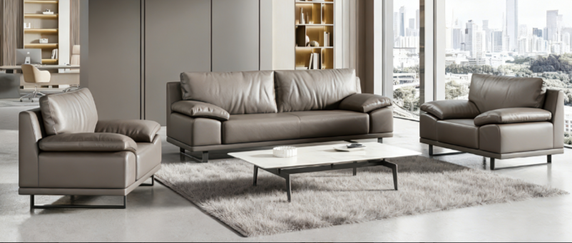 Conjunto de sofá de couro moderno e minimalista para escritório Modern Minimalist Office Leather Sofa Set