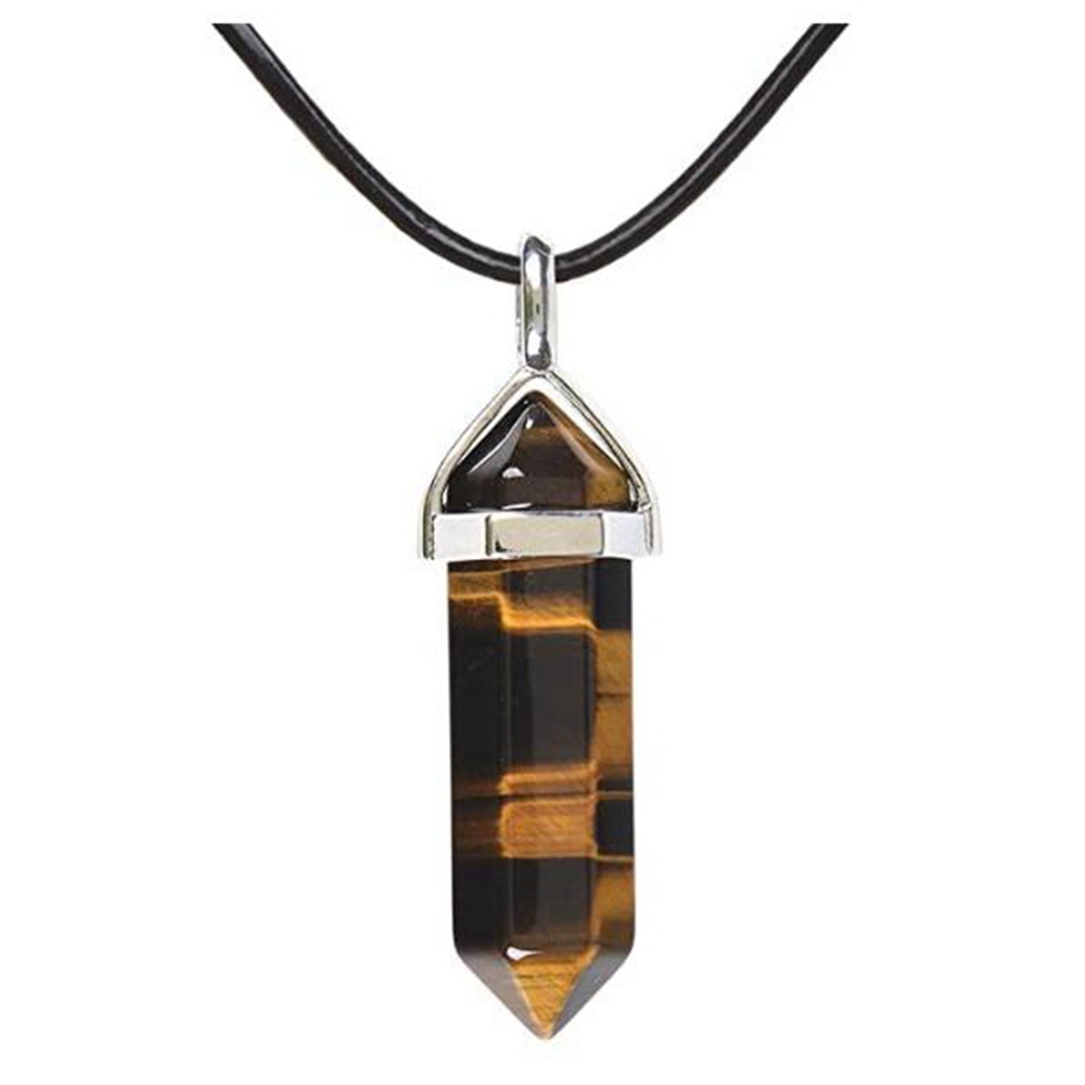 Piedra Natural forma de bala colgante collares cadenas prisma hexagonal Chakra Reiki joyería de cristal para mujeres hombres