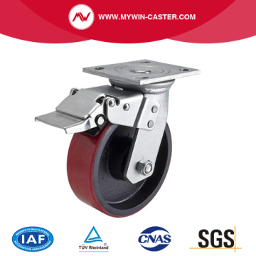 Heavy 6 Inch 420kg Plate Brake TPU Caster