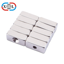 N52 Block Magnet with Single Hole for screw