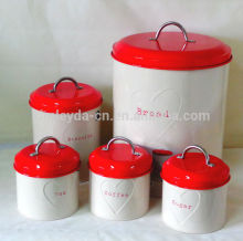 Embossed logo 5pcs tea coffee sugar canisters bread bin storage bin