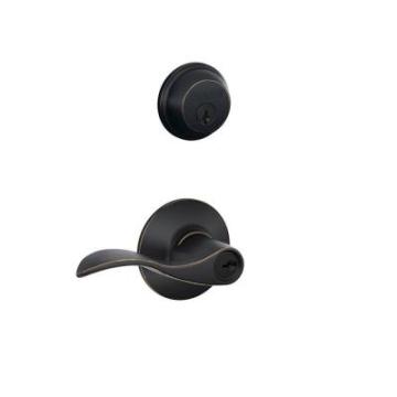 Aged Bronze Deadbolt Security Set Lever